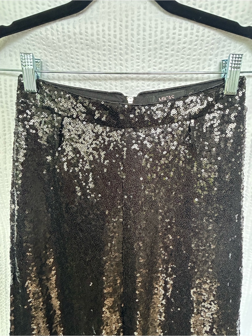 NWT Micas Black Sequin High Rise Wide Leg Party Pants Trousers Size XS - Picture 8 of 12